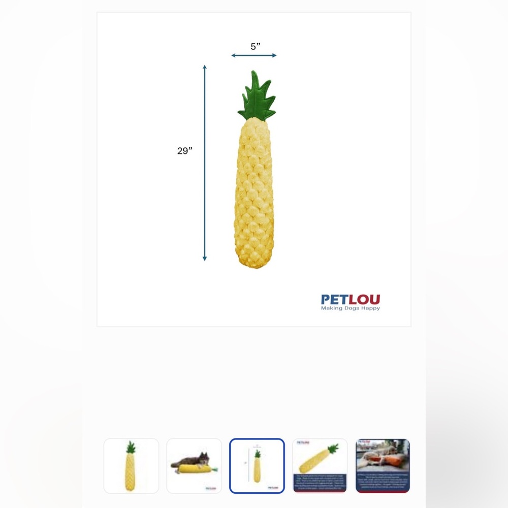 Pet Lou Pineapple Dog Toy 29 Inch